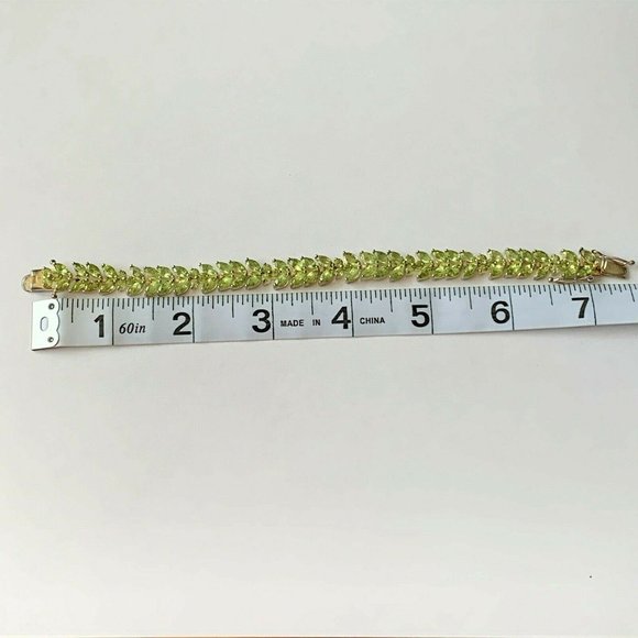 Sterling silver 925 bracelet with chrysolites 7'' - Picture 2 of 5